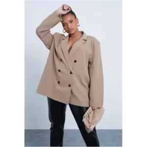 I Saw It First Camel Plus Size Double Breasted Oversized Blazer - Brown