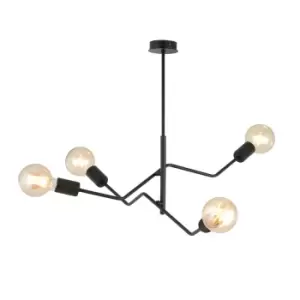 Emibig Frix Black Multi Arm Semi Flush Ceiling light 4x E27