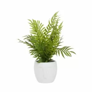 Interiors By Ph Faux Fern In Ceramic Face Pot White