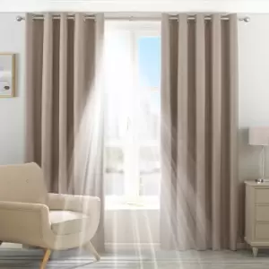 Twilight Thermal Blackout Eyelet Curtains Natural, Natural / 168 x 183cm