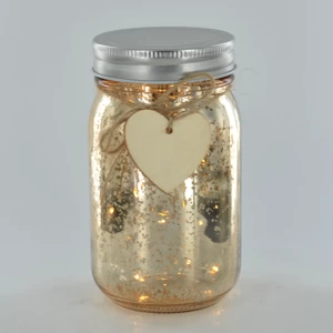 LED Firefly Jar Gold H13cm