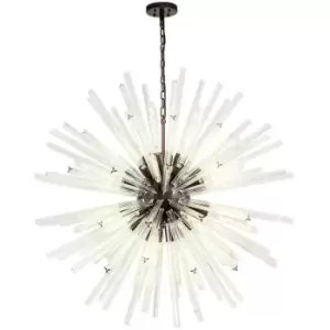 Luminosa 32 Light E27, Round Pendant Brown Oxide , Clear Glass