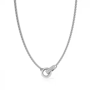 Guess Silver Tone Crystal Linked Ring Necklace