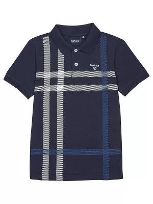 Barbour Boys' Blaine Tartan Polo-Shirt - Navy - L (10-11 Years)