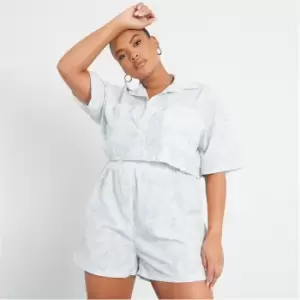 I Saw It First Plus Size Raw Hem Crop Shirt - Blue