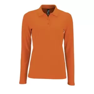 SOLS Womens/Ladies Perfect Long Sleeve Pique Polo Shirt (S) (Orange)