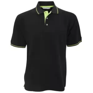 Kustom Kit Mens St. Mellion Mens Short Sleeve Polo Shirt (S) (Black/Lime)