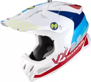 Scorpion VX-22 Air Ares Motocross Helmet, white-red-blue, Size L, white-red-blue, Size L