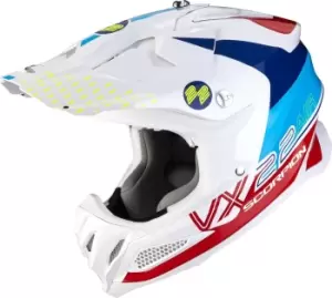 Scorpion VX-22 Air Ares Motocross Helmet, white-red-blue, Size S, white-red-blue, Size S