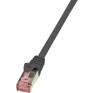 LogiLink CQ2093S RJ45 Network cable, patch cable CAT 6 S/FTP 10.00 m Black Flame-retardant, incl. detent