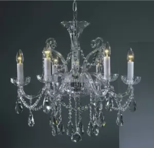 Bila ornate clear glass 6 Arm Chandelier