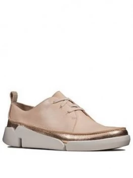 Clarks Tri Clara Leather Trainer - Blush/Gold, Blush, Size 3, Women