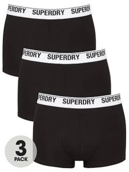 Superdry Trunks (3 Pack) - Black, Size S, Men