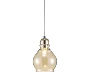 Ariel Small Dome Ceiling Pendant E27 Polished Chrome, Cognac Glass