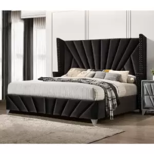 Envisage Trade - The Premiere Upholstered Beds - Plush Velvet, Small Double Size Frame, Black - Black