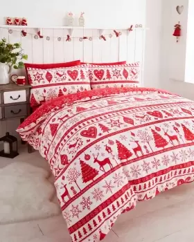 Noel Christmas Duvet Set - Red - Double - TJ Hughes