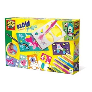 SES CREATIVE Childrens Blow Airbrush Graffiti Set