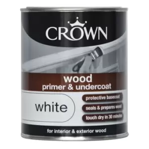 Crown Wood Primer Undercoat Paint, 750ml White