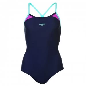 Speedo Trs Racer Swimsuit Ladies - Navy/Purple