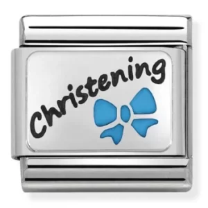 Nomination CLASSIC Silvershine Oxidised Plate Blue Christening...