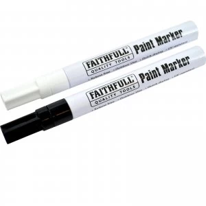 Faithfull Paint Marker Pen Black / White Pack of 2