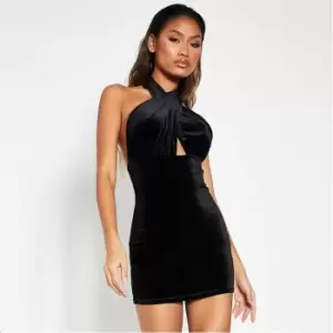 I Saw It First Velvet Halter Bodycon Mini Dress - Black