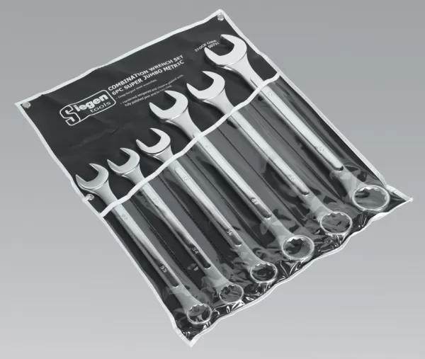 Genuine SEALEY S0751 Combination Spanner Set 6pc Super Jumbo Metric