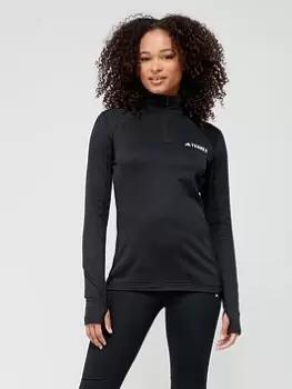 adidas Terrex 1/2 Zip Fleece Top - Black, Size XS, Women