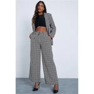 I Saw It First Black Geometric Print High Tailored Co-Ord Trousers - Black