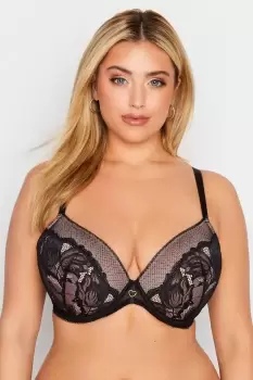 Black Heart Detail Plunge Padded Bra