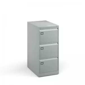 Steel 3 drawer executive filing cabinet 1016mm high - silver