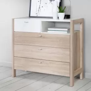 Fwstyle Modern 4 Drawer Small Sideboard - White Oak