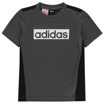 adidas Climalite Box Logo T Shirt Junior Boys - Grey