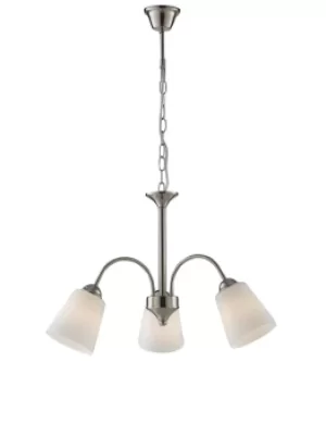 3 Light Multi Arm Pendant Ceiling Light Nickel Glass Shades 55.5x37.9cm