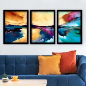 3SC33 Multicolor Decorative Framed Painting (3 Pieces)