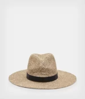 AllSaints Womens Suvi Straw Fedora Hat, Brown