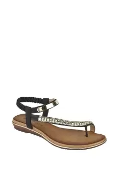 Iris Elasticated Jewelled Halter Back Topost Sandals