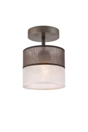 Andrea Cylindrical Ceiling Light With Fabric Shade Graphite, 1x E27