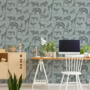 Superfresco Easy - Blue Zooology Nature Wallpaper - Blue