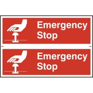 ASEC Emergency Stop 200mm x 300mm PVC Self Adhesive Sign