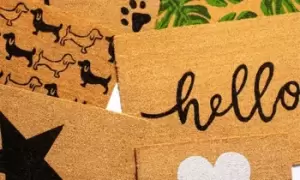 Natural Coir Non-Slip Door Mats, Hello (Design Two), One