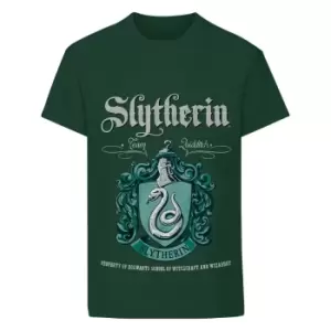 Harry Potter Boys Slytherin Crest T-Shirt (7-8 Years) (Forest Green)