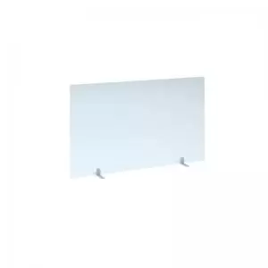 Free standing acrylic 700mm high screen with white metal feet 1200mm