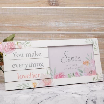 6" x 4" - Sophia Wooden Floral Photo Frame - Lovelier