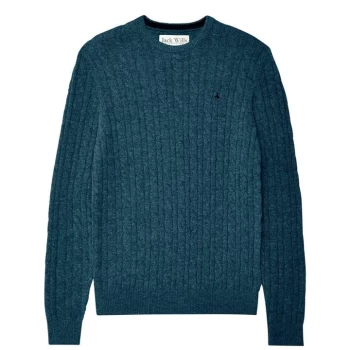 Jack Wills Marlow Merino Wool Cable Knitted Jumper - Teal