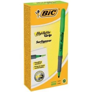 Bic briteliner Grip 1.6 to 3.3mm Chisel Tip Highlighter Pen Green 1 x