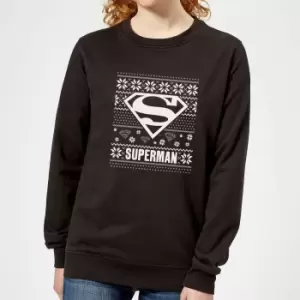 DC Superman Knit Pattern Womens Christmas Jumper - Black - L - Black