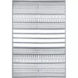 Charles Bentley Tribal Lightweight Waterproof Indoor/Outdoor Rug Grey 170x120cm - Grey, White / Tribal