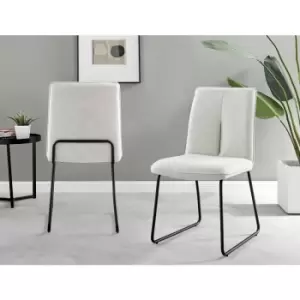 Halle Cream Fabric Black Leg Dining Chairs (Set of 2)