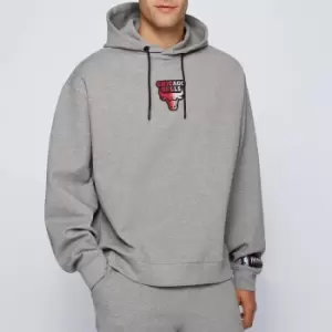 BOSS X NBA Mens Bulls Logo 2 Pullover Hoodie - Medium Grey - L